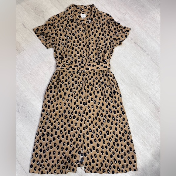 a new day Dresses & Skirts - A New Day Leopard Print Midi Belted Dress